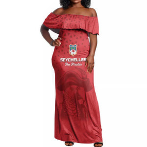 Custom Afro Seychelles Football Off Shoulder Maxi Dress Pirate Parrot