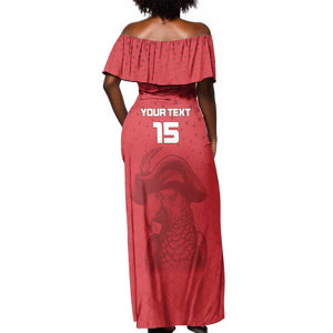 Custom Afro Seychelles Football Off Shoulder Maxi Dress Pirate Parrot