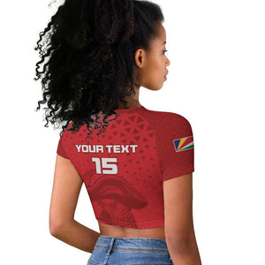 Custom Afro Seychelles Football Raglan Cropped T shirt Pirate Parrot