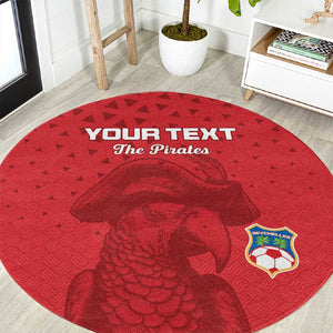 Custom Afro Seychelles Football Round Carpet Pirate Parrot