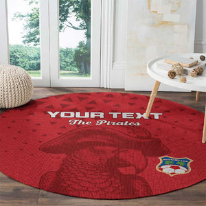 Custom Afro Seychelles Football Round Carpet Pirate Parrot