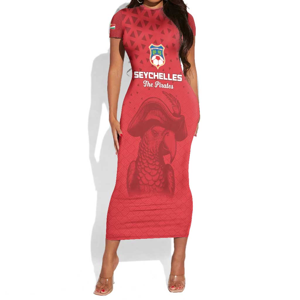 Custom Afro Seychelles Football Short Sleeve Bodycon Dress Pirate Parrot