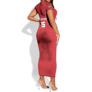 Custom Afro Seychelles Football Short Sleeve Bodycon Dress Pirate Parrot