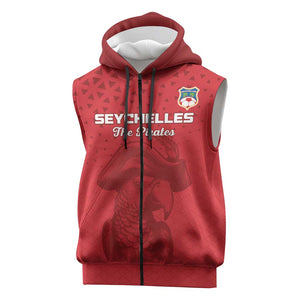 Custom Afro Seychelles Football Sleeveless Zip Hoodie Pirate Parrot - African Pride