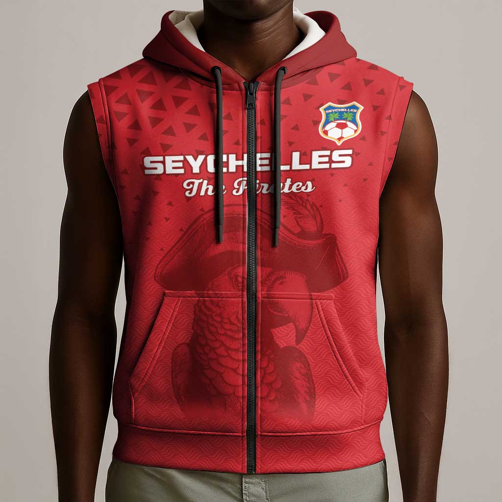 Custom Afro Seychelles Football Sleeveless Zip Hoodie Pirate Parrot - African Pride