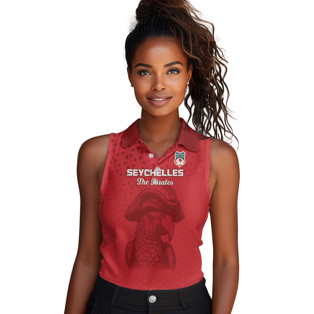 Custom Afro Seychelles Football Women Sleeveless Polo Shirt Pirate Parrot