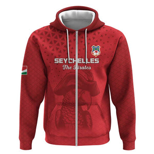 Custom Afro Seychelles Football Zip Hoodie Pirate Parrot