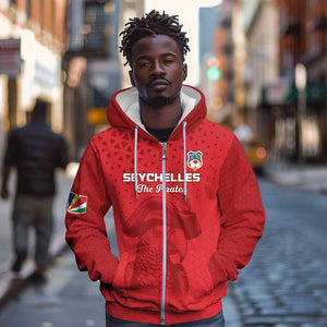 Custom Afro Seychelles Football Zip Hoodie Pirate Parrot