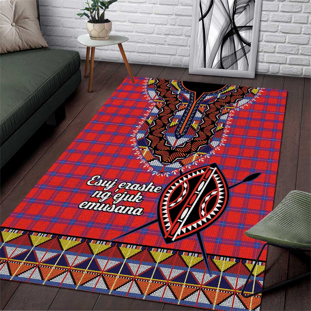 Afro Kenya Maasai Shuka Personalized Area Rug Maasai Shield Mix Dashiki