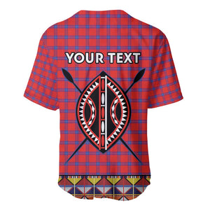 Afro Kenya Maasai Shuka Personalized Baseball Jersey Maasai Shield Mix Dashiki