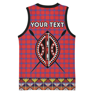 Afro Kenya Maasai Shuka Personalized Basketball Jersey Maasai Shield Mix Dashiki LT15