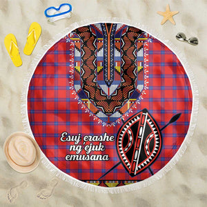 Afro Kenya Maasai Shuka Personalized Beach Blanket Maasai Shield Mix Dashiki