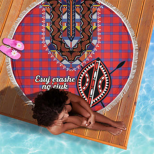 Afro Kenya Maasai Shuka Personalized Beach Blanket Maasai Shield Mix Dashiki