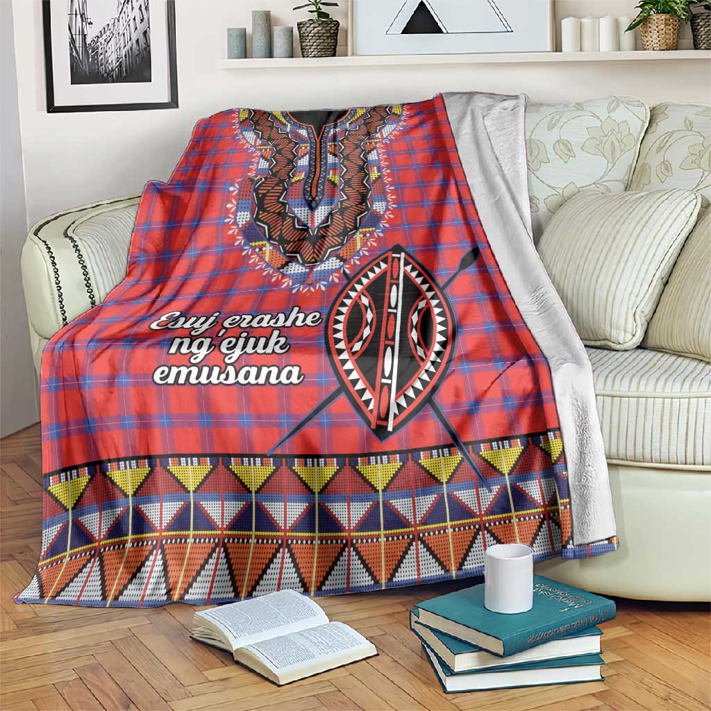 Afro Kenya Maasai Shuka Personalized Blanket Maasai Shield Mix Dashiki