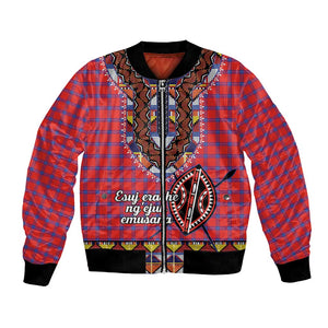 Afro Kenya Maasai Shuka Personalized Bomber Jacket Maasai Shield Mix Dashiki