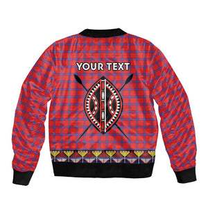 Afro Kenya Maasai Shuka Personalized Bomber Jacket Maasai Shield Mix Dashiki