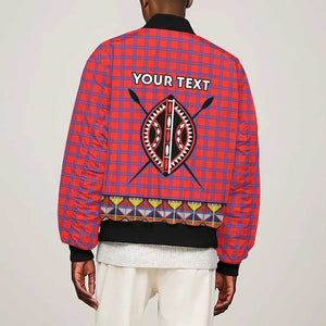 Afro Kenya Maasai Shuka Personalized Bomber Jacket Maasai Shield Mix Dashiki