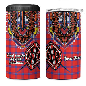 Afro Kenya Maasai Shuka Personalized 4 in 1 Can Cooler Tumbler Maasai Shield Mix Dashiki