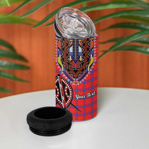 Afro Kenya Maasai Shuka Personalized 4 in 1 Can Cooler Tumbler Maasai Shield Mix Dashiki