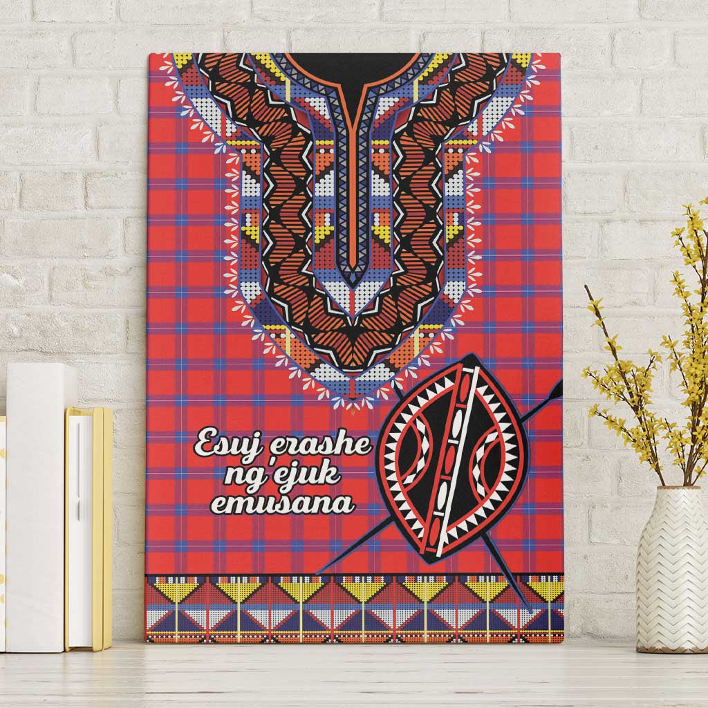 Afro Kenya Maasai Shuka Personalized Canvas Wall Art Maasai Shield Mix Dashiki