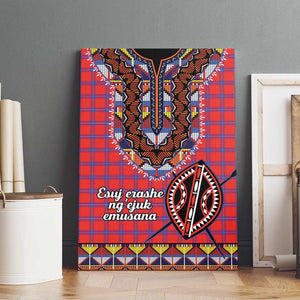 Afro Kenya Maasai Shuka Personalized Canvas Wall Art Maasai Shield Mix Dashiki