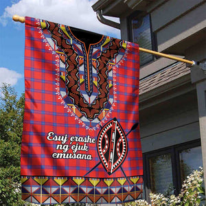 Afro Kenya Maasai Shuka Personalized Garden Flag Maasai Shield Mix Dashiki