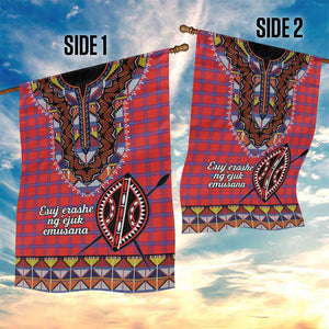 Afro Kenya Maasai Shuka Personalized Garden Flag Maasai Shield Mix Dashiki