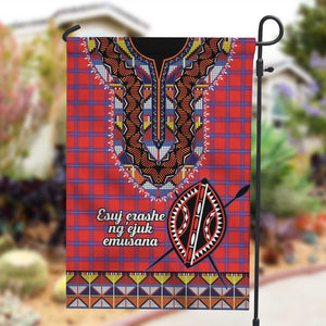 Afro Kenya Maasai Shuka Personalized Garden Flag Maasai Shield Mix Dashiki