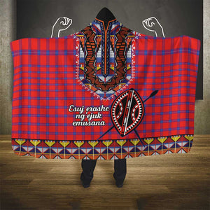 Afro Kenya Maasai Shuka Personalized Hooded Blanket Maasai Shield Mix Dashiki