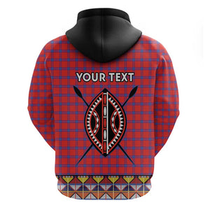 Afro Kenya Maasai Shuka Personalized Hoodie Maasai Shield Mix Dashiki