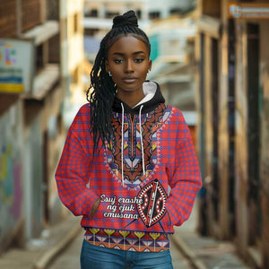 Afro Kenya Maasai Shuka Personalized Hoodie Maasai Shield Mix Dashiki