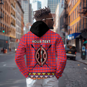 Afro Kenya Maasai Shuka Personalized Hoodie Maasai Shield Mix Dashiki