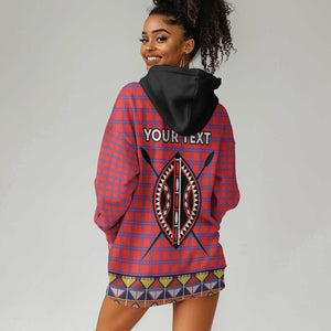 Afro Kenya Maasai Shuka Personalized Hoodie Dress Maasai Shield Mix Dashiki