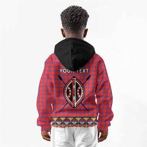 Afro Kenya Maasai Shuka Personalized Kid Hoodie Maasai Shield Mix Dashiki