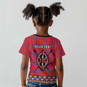 Afro Kenya Maasai Shuka Personalized Kid T shirt Maasai Shield Mix Dashiki