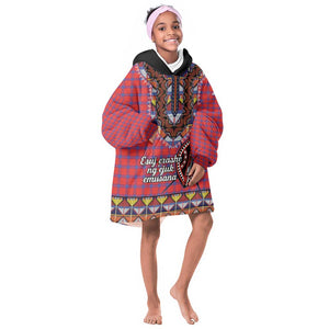 Afro Kenya Maasai Shuka Personalized Kid Wearable Blanket Hoodie Maasai Shield Mix Dashiki