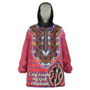 Afro Kenya Maasai Shuka Personalized Kid Wearable Blanket Hoodie Maasai Shield Mix Dashiki