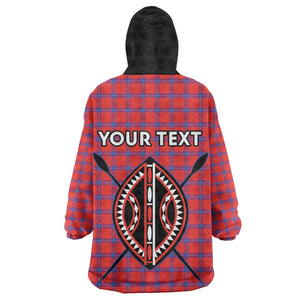 Afro Kenya Maasai Shuka Personalized Kid Wearable Blanket Hoodie Maasai Shield Mix Dashiki