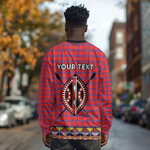 Afro Kenya Maasai Shuka Personalized Long Sleeve Shirt Maasai Shield Mix Dashiki