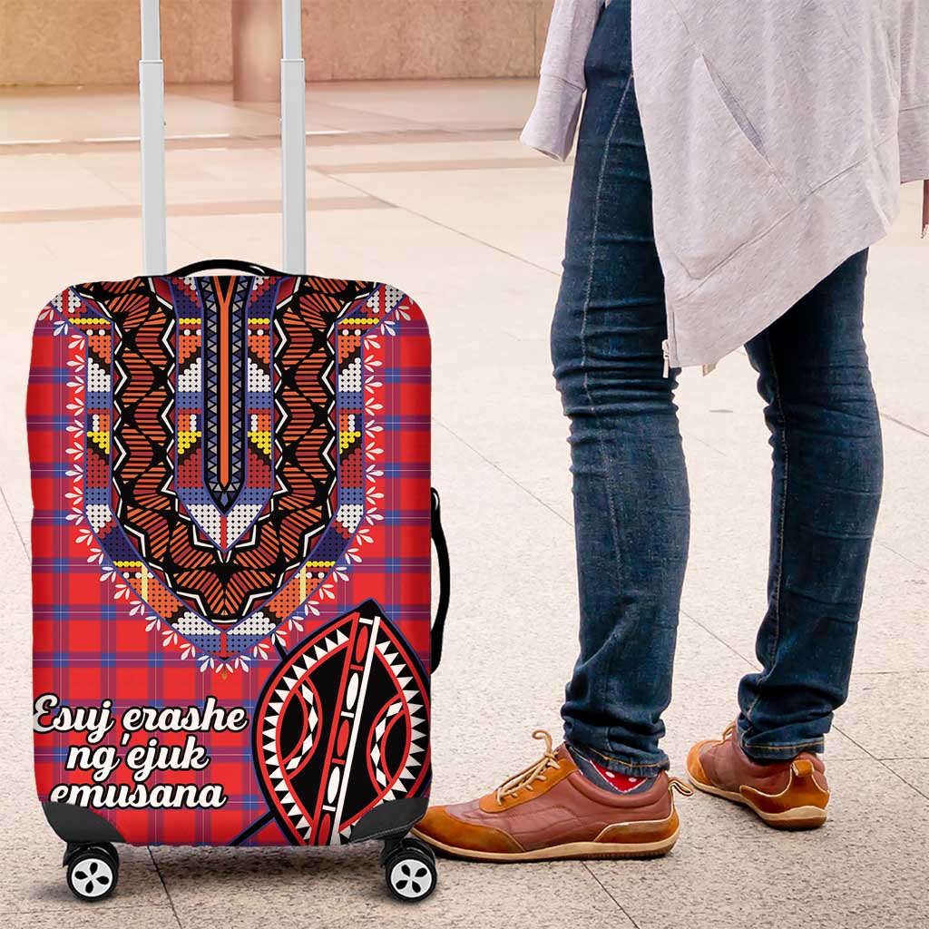 Afro Kenya Maasai Shuka Personalized Luggage Cover Maasai Shield Mix Dashiki