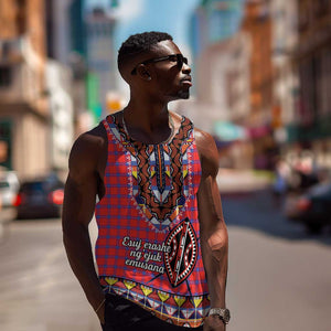 Afro Kenya Maasai Shuka Personalized Men Tank Top Maasai Shield Mix Dashiki