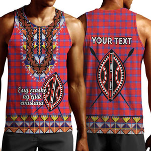 Afro Kenya Maasai Shuka Personalized Men Tank Top Maasai Shield Mix Dashiki