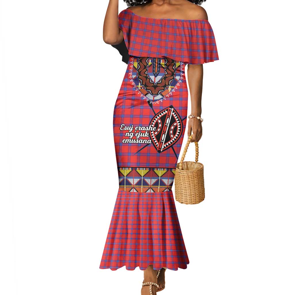 Afro Kenya Maasai Shuka Personalized Mermaid Dress Maasai Shield Mix Dashiki