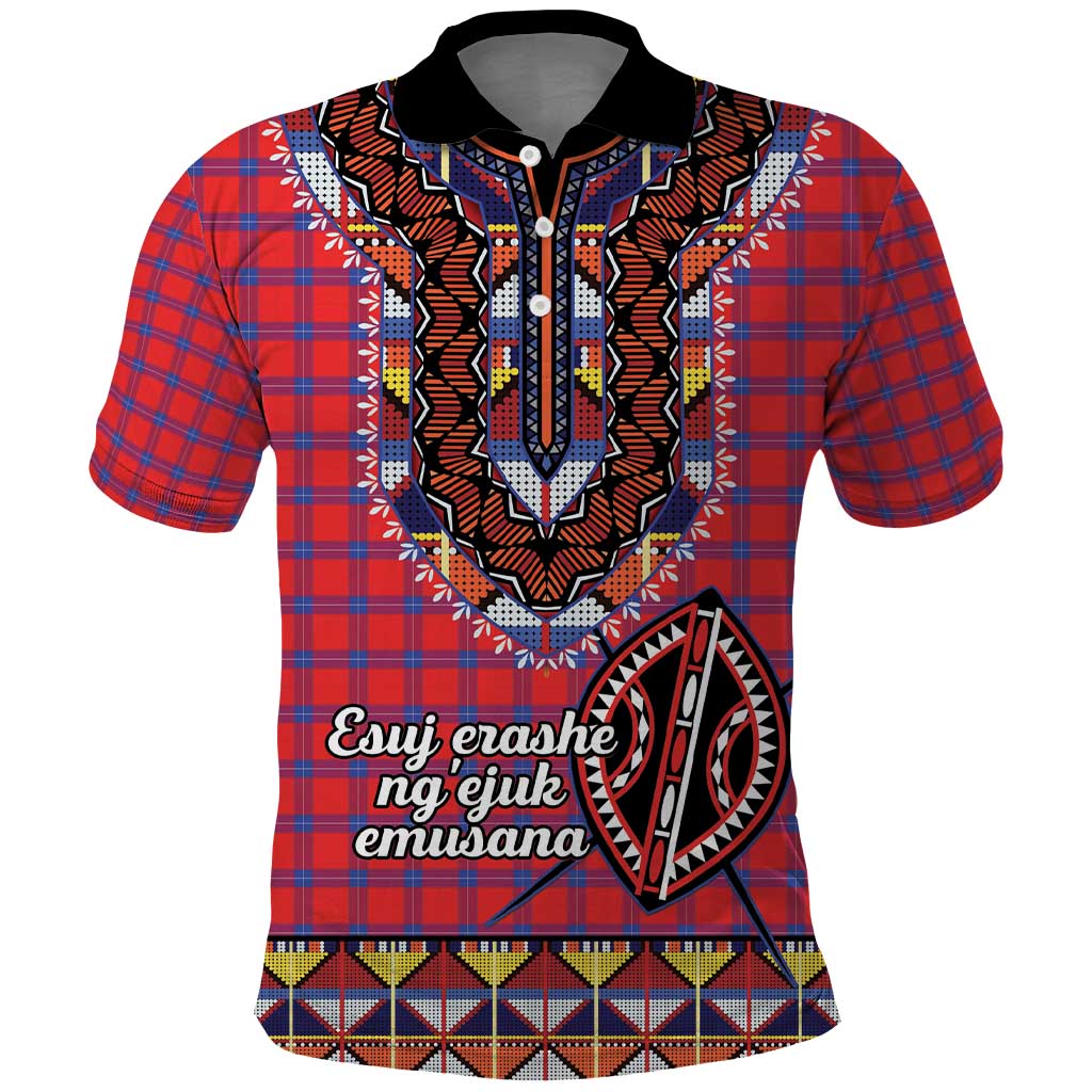 Afro Kenya Maasai Shuka Personalized Polo Shirt Maasai Shield Mix Dashiki