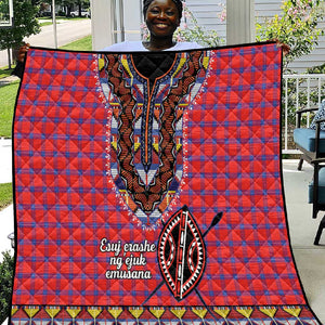 Afro Kenya Maasai Shuka Personalized Quilt Maasai Shield Mix Dashiki