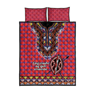 Afro Kenya Maasai Shuka Personalized Quilt Bed Set Maasai Shield Mix Dashiki