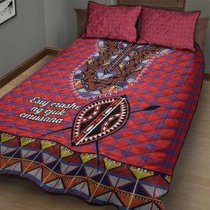 Afro Kenya Maasai Shuka Personalized Quilt Bed Set Maasai Shield Mix Dashiki