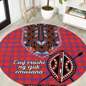 Afro Kenya Maasai Shuka Personalized Round Carpet Maasai Shield Mix Dashiki