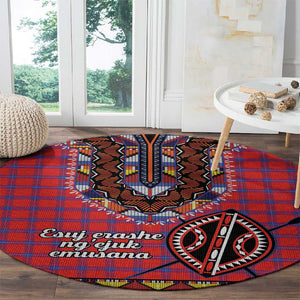 Afro Kenya Maasai Shuka Personalized Round Carpet Maasai Shield Mix Dashiki