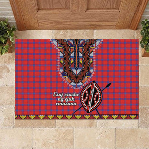 Afro Kenya Maasai Shuka Personalized Rubber Doormat Maasai Shield Mix Dashiki